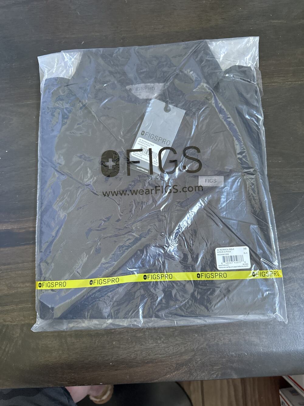 FIGS Women's Technical Pique LS Polo Scrub Top XS Black Multi